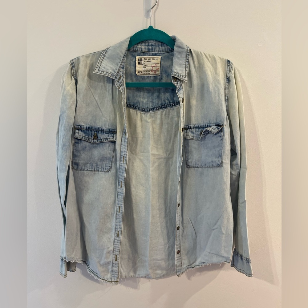 Garage lightweight denim long sleeve button up